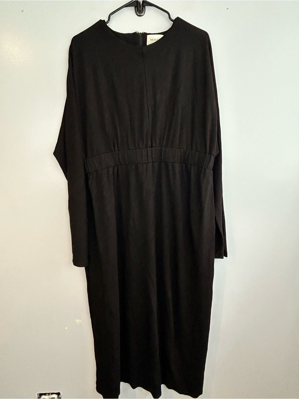 Vieled Black Long Dolman Sleeve Elastic Classic Sheath Midi/Maxi Dress Size XXL